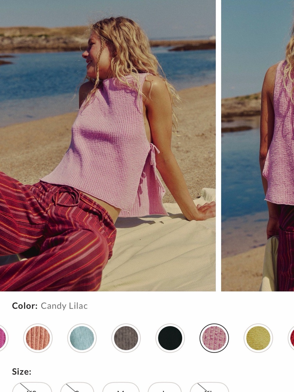 Free People Candy Lilac Knit Side-Tie Tank Top